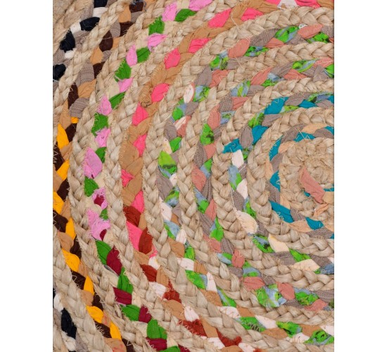Ψάθινο Οικολογικό Μαργαρίτα Χαλί Γιούτας Βαμβάκι Rodolpho Διάμετρος 90cm Multi