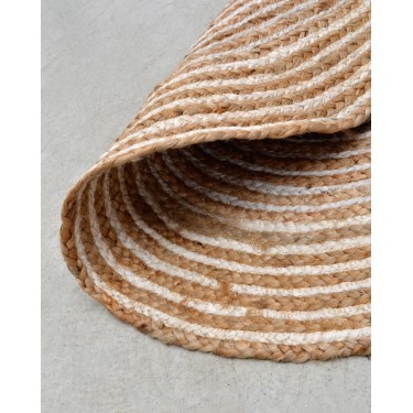 Ψάθα Πλεκτό Οικολογικό Δίχρωμο Στρογγυλό Χαλί Γιούτας Bohemia Διάμετρος 200cm