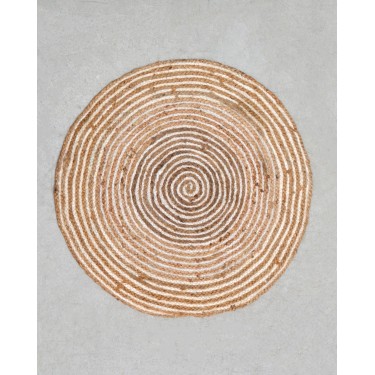 Ψάθα Πλεκτό Οικολογικό Δίχρωμο Στρογγυλό Χαλί Γιούτας Bohemia Διάμετρος 200cm