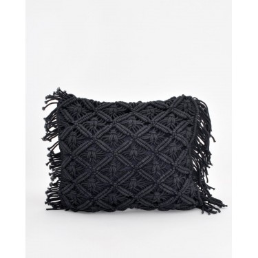 Boho Βαμβακερή Μακραμέ Μαξιλαροθήκη Φιγούρας Tagger σε 8 Αποχρώσεις 40x40cm Μπλε Σκούρο