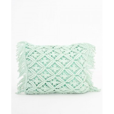 Boho Βαμβακερή Μακραμέ Μαξιλαροθήκη Φιγούρας Tagger σε 8 Αποχρώσεις 40x40cm Άκουα