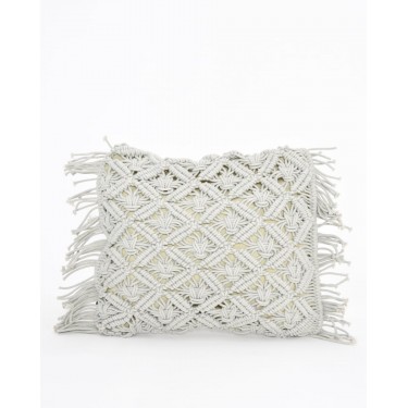 Boho Βαμβακερή Μακραμέ Μαξιλαροθήκη Φιγούρας Tagger σε 8 Αποχρώσεις 40x40cm Γκρι