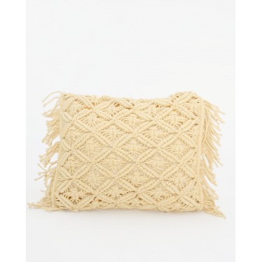 Boho Βαμβακερή Μακραμέ Μαξιλαροθήκη Φιγούρας Tagger σε 8 Αποχρώσεις 40x40cm Λεμονί