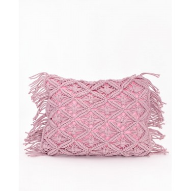 Boho Βαμβακερή Μακραμέ Μαξιλαροθήκη Φιγούρας Tagger σε 8 Αποχρώσεις 40x40cm Πούδρα