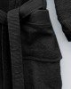 Βαμβακερό Πετσετέ Μονόχρωμο Μπουρνούζι με Πλισέ Γιακά Adore Medium Μαύρο