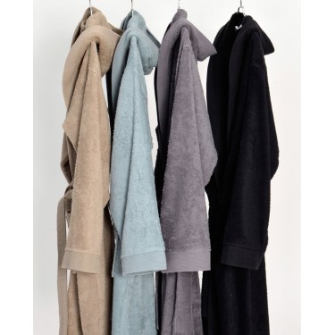 Βαμβακερό Πετσετέ Μονόχρωμο Μπουρνούζι με Κουκούλα Adore Large Μαύρο