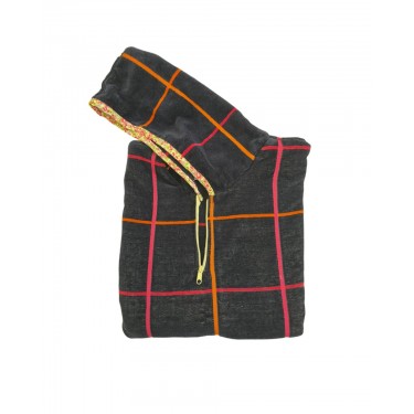 Βαμβακερό Βελουτέ Ζακάρ Παιδικό Πόντσο Πισίνας Καρώ Μπλέ-Κοραλί Hicky  One Size (45x50cm) Μπλε