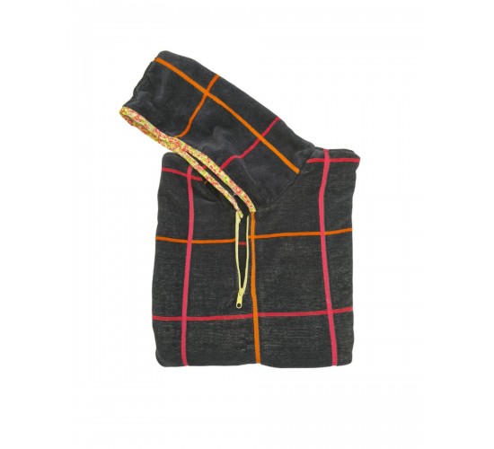 Βαμβακερό Βελουτέ Ζακάρ Παιδικό Πόντσο Πισίνας Καρώ Μπλέ-Κοραλί Hicky  One Size (45x50cm) Μπλε