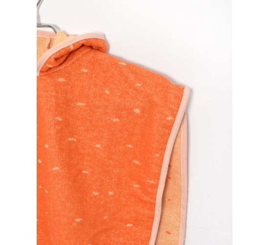Βαμβακερό Βελουτέ Ζακάρ Παιδικό Πόντσο Πισίνας Με Άσπρες Πιτσιλιές Hicky  One Size (45x50cm) Πορτοκαλί