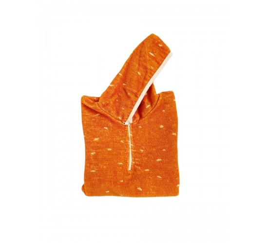 Βαμβακερό Βελουτέ Ζακάρ Παιδικό Πόντσο Πισίνας Με Άσπρες Πιτσιλιές Hicky  One Size (45x50cm) Πορτοκαλί