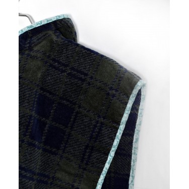 Βαμβακερό Βελουτέ Ζακάρ Παιδικό Πόντσο Πισίνας Καρώ Πράσινο-Μπλέ Hicky  One Size (45x50cm) Πράσινο