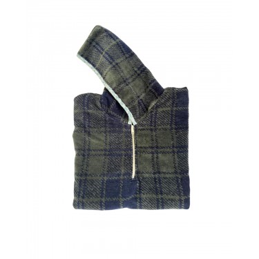 Βαμβακερό Βελουτέ Ζακάρ Παιδικό Πόντσο Πισίνας Καρώ Πράσινο-Μπλέ Hicky  One Size (45x50cm) Πράσινο