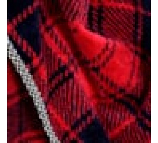 Βαμβακερό Βελουτέ Ζακάρ Παιδικό Πόντσο Πισίνας Καρώ Hicky  One Size (45x50cm) Κόκκινο