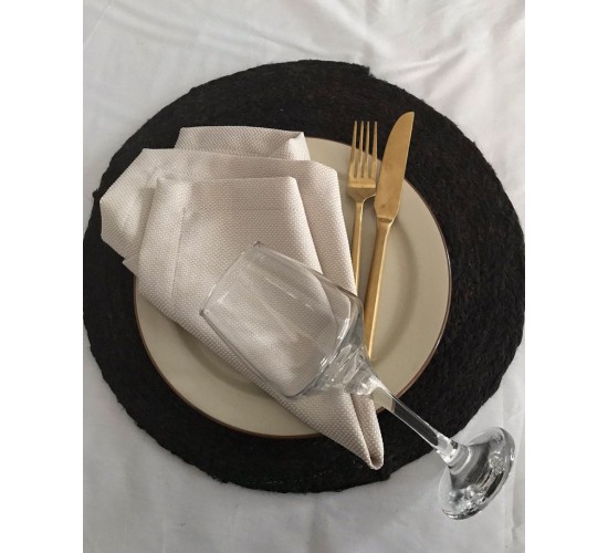 Ζακάρ Πετσέτα Φαγητού με Γαλλική Γωνία Routilio 40x40cm Μπεζ