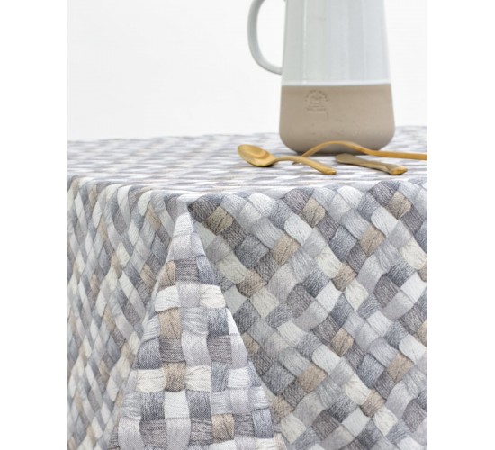 Τραπεζομάντηλο με Διαγώνιο Σχέδιο Banastro σε 2 Αποχρώσεις 6 ατόμων (140x180cm) Γκρι