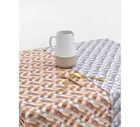 Τραπεζομάντηλο με Διαγώνιο Σχέδιο Banastro σε 2 Αποχρώσεις 6 ατόμων (140x180cm) Γκρι