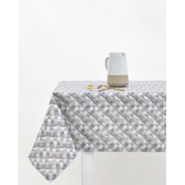 Τραπεζομάντηλο με Διαγώνιο Σχέδιο Banastro σε 2 Αποχρώσεις 6 ατόμων (140x180cm) Γκρι