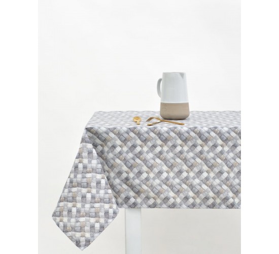 Τραπεζομάντηλο με Διαγώνιο Σχέδιο Banastro σε 2 Αποχρώσεις 6 ατόμων (140x180cm) Γκρι