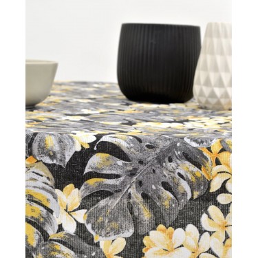 Τραπεζομάντηλο Σχέδιο Φύλλα Filipinas σε 2 Αποχρώσεις 6 ατόμων (140x180cn) Ανθρακί