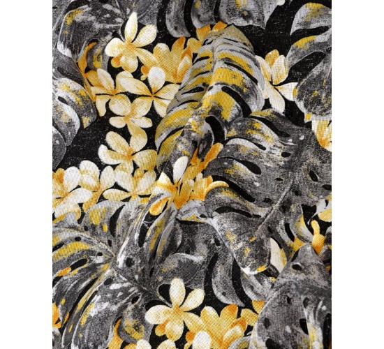 Τραπεζομάντηλο Σχέδιο Φύλλα Filipinas σε 2 Αποχρώσεις 6 ατόμων (140x180cn) Ανθρακί