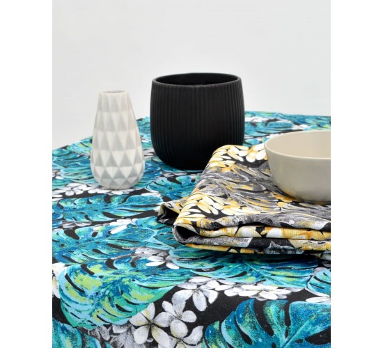 Τραπεζομάντηλο Σχέδιο Φύλλα Filipinas σε 2 Αποχρώσεις 6 ατόμων (140x180cn) Ανθρακί