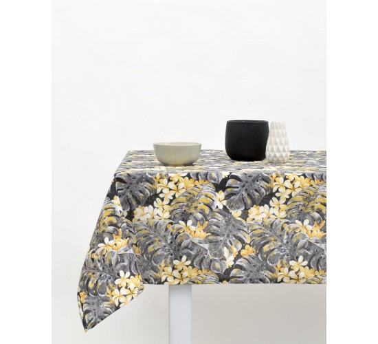 Τραπεζομάντηλο Σχέδιο Φύλλα Filipinas σε 2 Αποχρώσεις 6 ατόμων (140x180cn) Ανθρακί