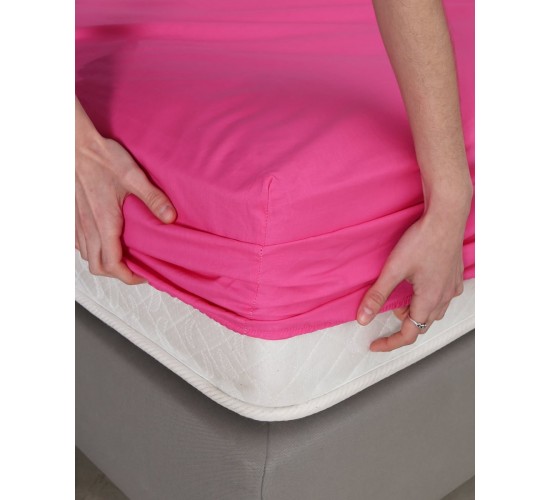 Βαμβακερό Σεντόνι με Λάστιχο Daker Υπέρδιπλη (160x200 32cm) Φούξια