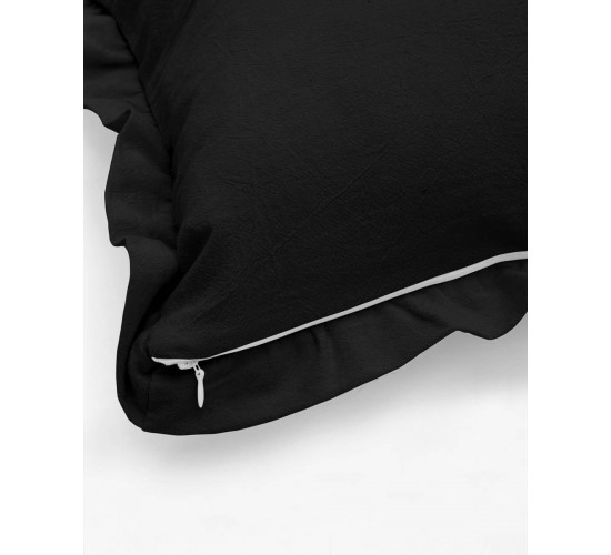 Διακοσμητική Μαξιλαροθήκη Stonewashed Luxury σε 7 Αποχρώσεις 60x60cm Μαύρο