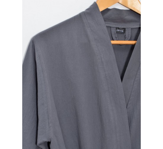 Μονόχρωμη Ρόμπα Stonewashed Luxury σε 7 Αποχρώσεις Small Ανθρακί