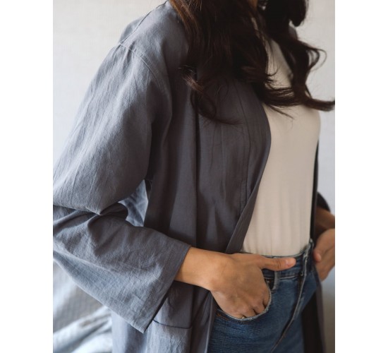 Μονόχρωμη Ρόμπα Stonewashed Luxury σε 7 Αποχρώσεις Small Ανθρακί