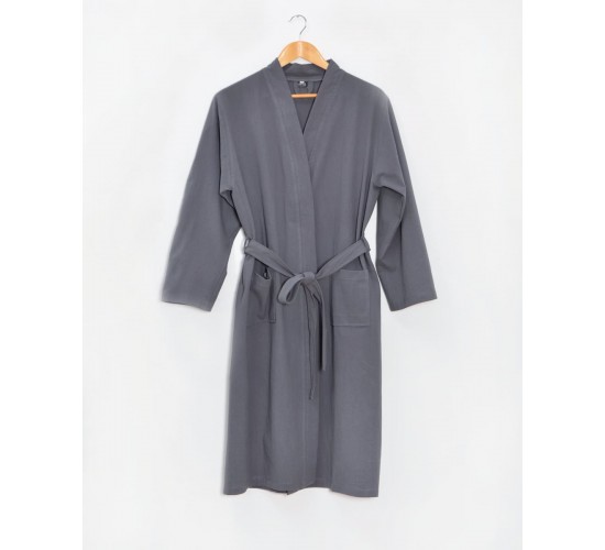 Μονόχρωμη Ρόμπα Stonewashed Luxury σε 7 Αποχρώσεις Small Ανθρακί