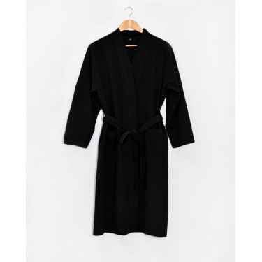 Μονόχρωμη Ρόμπα Stonewashed Luxury σε 7 Αποχρώσεις Large Μαύρο