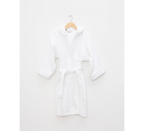 Βρεφικό Μπουρνούζι με Κουκούλα & Ρέλι Yuhu 4-6 ετών Άσπρο