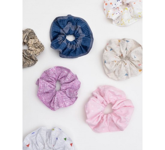 Scrunchies Λαστιχάκι Μαλλιών Triangles With Yellow Κίτρινο