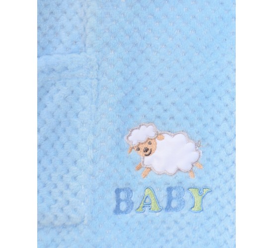 Χειμερινό Παιδικό Πόντσο Coral Fleece με Κέντημα Sweet Dreams Baby 60x65cm One Size (60x65cm) Σιέλ