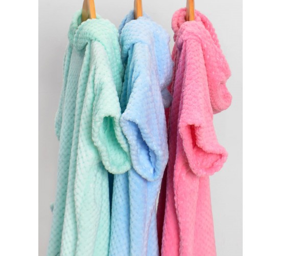 Χειμερινό Παιδικό Πόντσο Coral Fleece με Κέντημα Sweet Dreams Baby 60x65cm One Size (60x65cm) Σιέλ