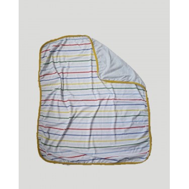 Βρεφική Βαμβακερή Κουβέρτα Λίκνου με Πολύχρωμο Ριγέ Baby Hug 90x70cm.  Λίκνου (90x70cm) Σιέλ