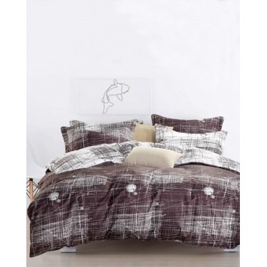 Microsilk Κομποζέ Εμπριμέ Oxford Ζεύγος Μαξιλαροθήκες Μελιτζανί-Άσπρο Sketch Nano 50x70 5cm 50x70 5cm Μελιτζανί