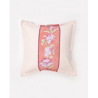 Λονέτα Διακοσμητική Μαξιλαροθήκη Ριγέ Φλοράλ Bolonia.  40x40cm Off White - Blush