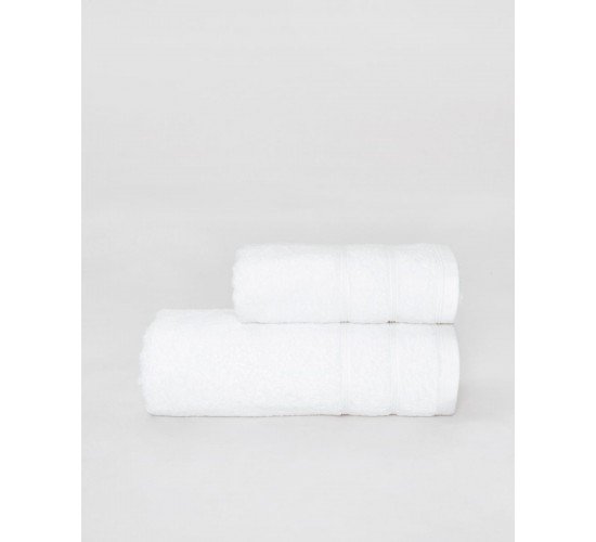 Βαμβακερή Λευκή Πετσέτα με Ανάγλυφες Ρίγες Dixon 620gsm.  Προσώπου | 50x90cm