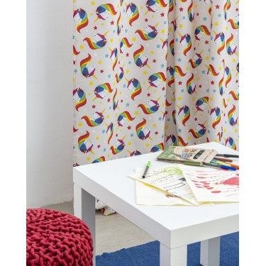 Λονέτα Έτοιμη Ραμμένη Κουρτίνα Selestia Unicorn 140x260cm Στενό Φύλλο (140x260cm) Μπεζ