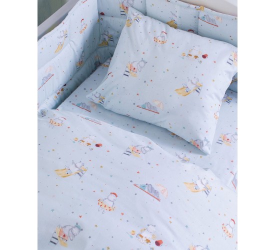 Βαμβακερή Παιδική Επριμέ Μαξιλαροθήκη Cherry Hippo σε 2 Αποχρώσεις 50x70cm 50x70cm Άκουα