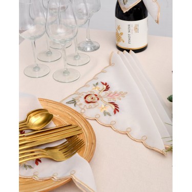 Μπομπονιέρα Κέντημα Μπορντώ Άνθη Arabesque Bo Maison 30x30cm 30x30cm Μπεζ