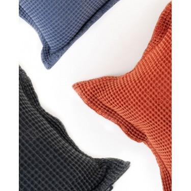 3D Βαμβακερή Πικέ Πετροπλυμμένη Oxford Μαξιλαροθήκη Domingo σε 3 Αποχρώσεις 45x45 5cm Μπλε