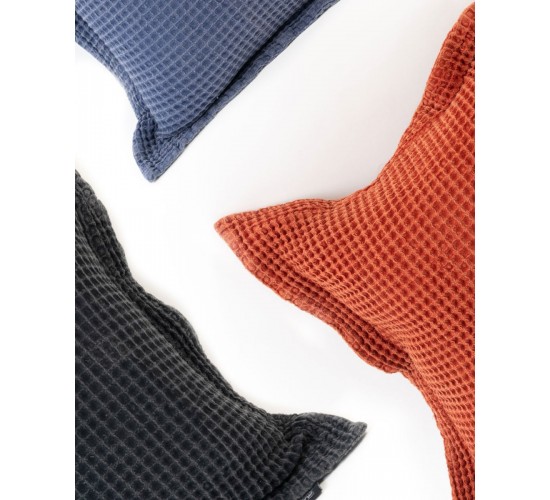 3D Βαμβακερή Πικέ Πετροπλυμμένη Oxford Μαξιλαροθήκη Domingo σε 3 Αποχρώσεις 45x45 5cm Μπλε