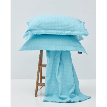 3D Καλοκαιρινή Βαμβακερή Πικέ Κουβέρτα Pereira σε 8 Αποχρώσεις Super Υπέρδιπλη (260x280cm) Τιρκουάζ