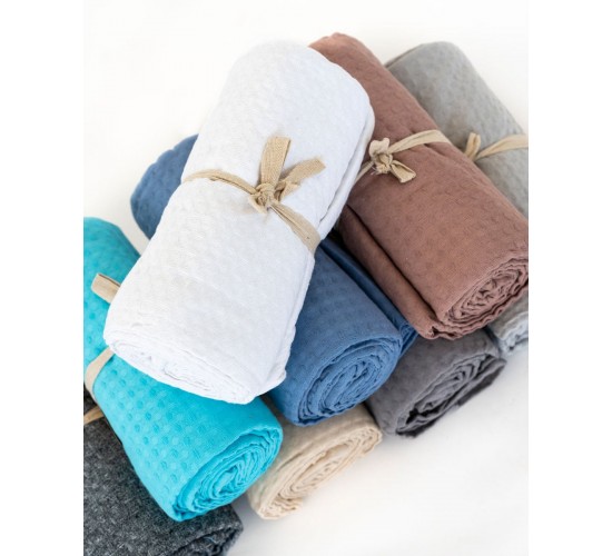 3D Καλοκαιρινή Βαμβακερή Πικέ Κουβέρτα Pereira σε 8 Αποχρώσεις Υπέρδιπλη (230x260cm) Μπλε Raf