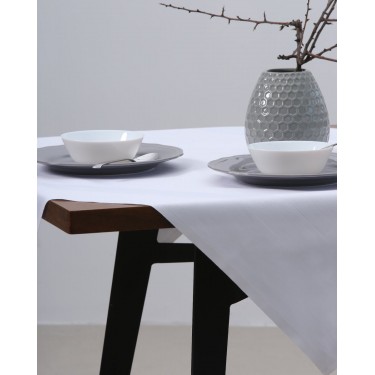 Τραπεζομάντηλο Gourmet με ζακάρ σχέδιο ρίγας 2 ατόμων | 100x100cm Άσπρο