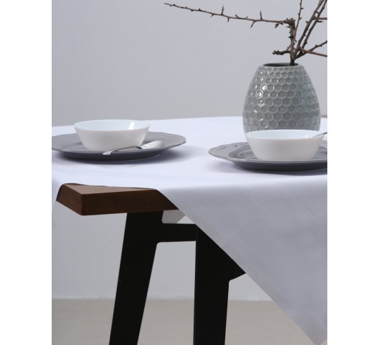 Τραπεζομάντηλο Gourmet με ζακάρ σχέδιο ρίγας 2 ατόμων | 100x100cm Άσπρο