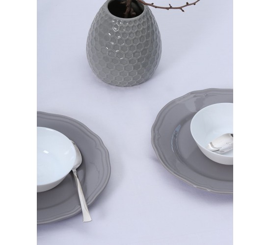 Τραπεζομάντηλο Gourmet με ζακάρ σχέδιο ρίγας 2 ατόμων | 100x100cm Άσπρο